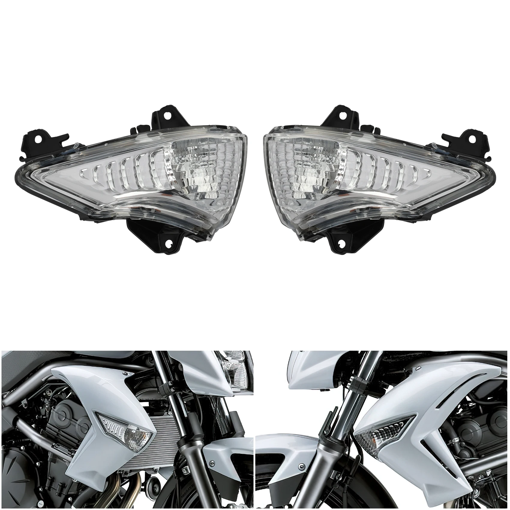 Black /Clear/Orange Front Turn Indicator Signal Lens Winker For Kawasaki ER6N ER6F ER6R 2009-2011 2010 Motorcycle