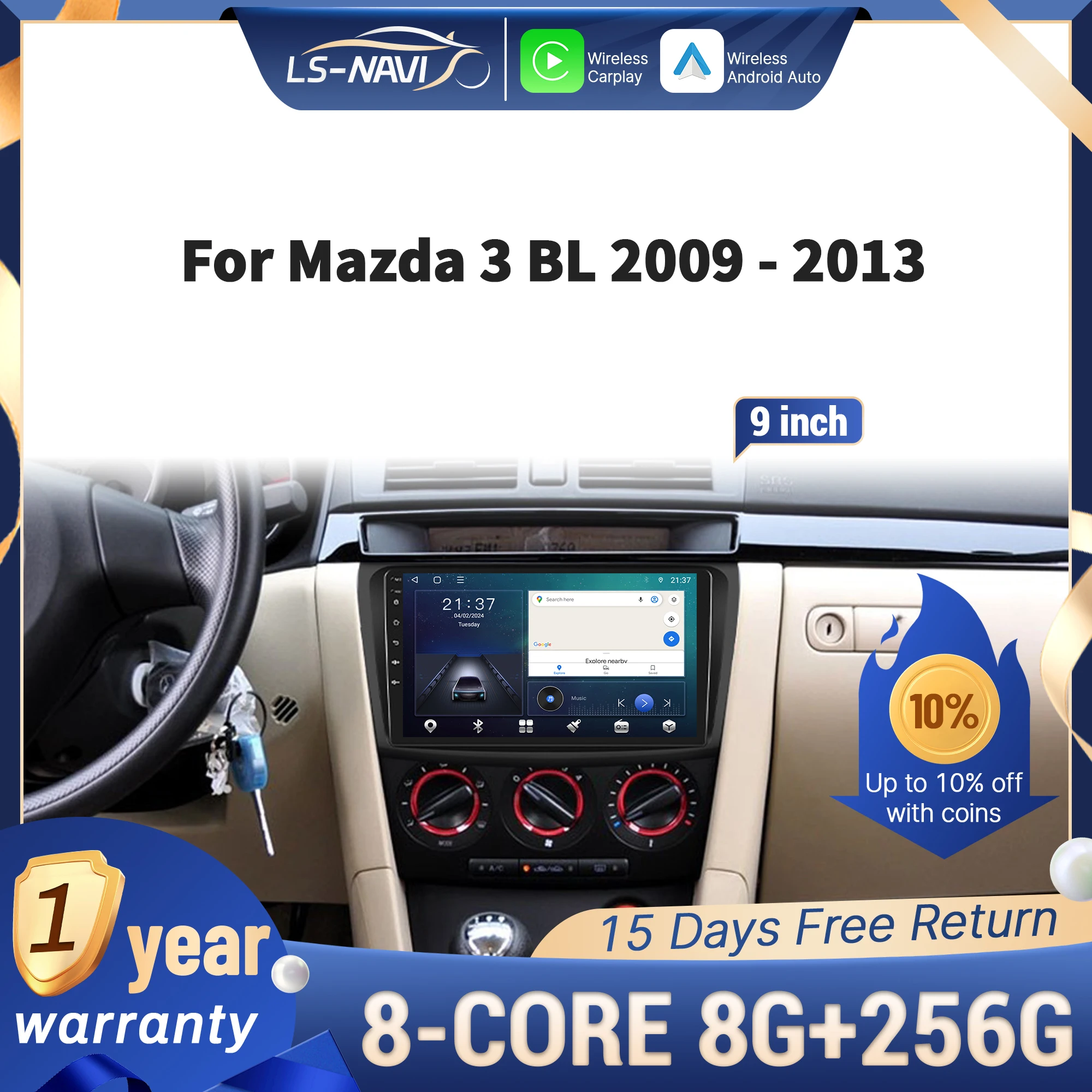 لمازدا 3 BL 2009-2013 راديو السيارة الوسائط المتعددة الملاحة لتحديد المواقع اللاسلكية CarPlay 4G اللمس رئيس وحدة شاشة ستيريو