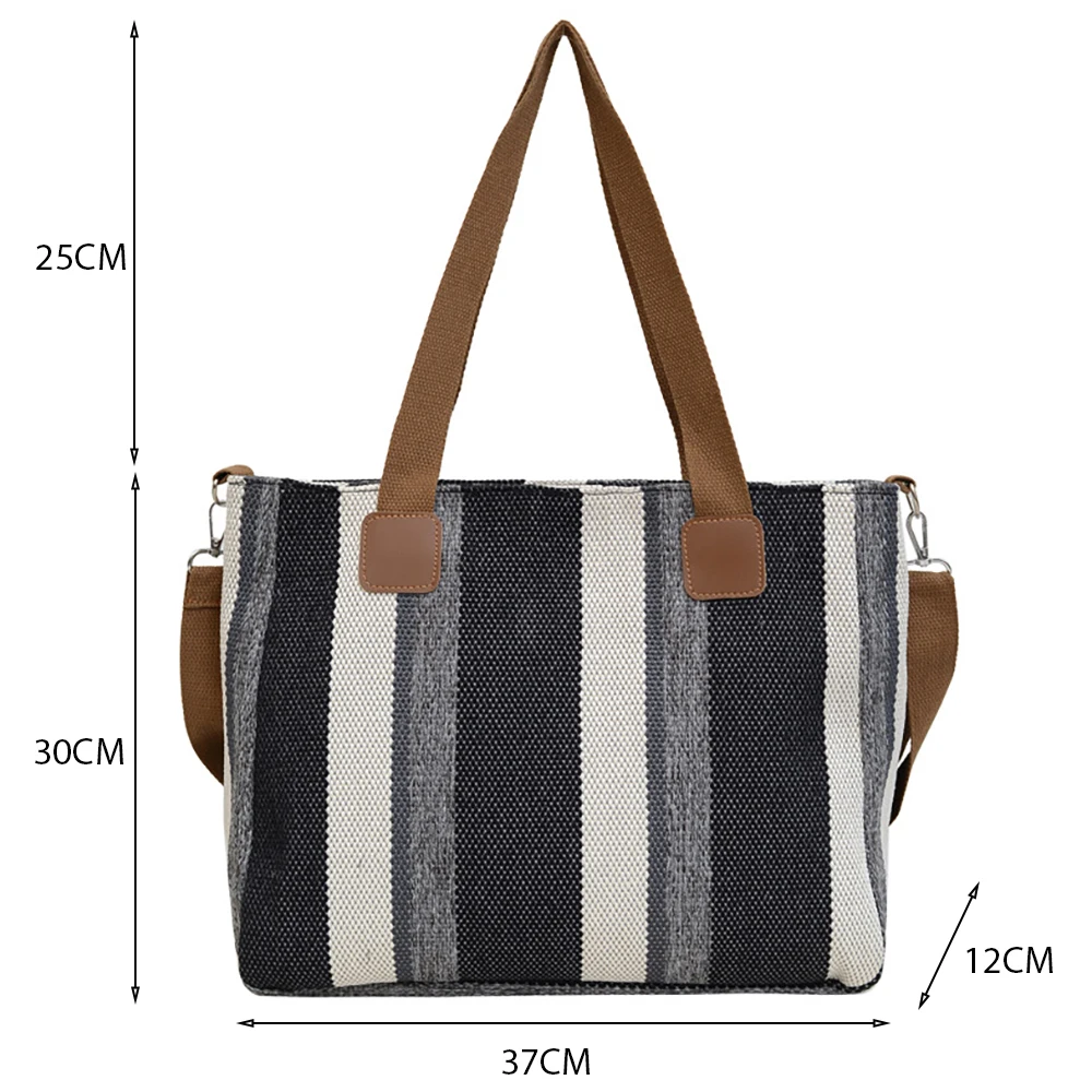 Summer Beach Tote Bag Woman\'s Handbags Stripe Shopper Shoulder Bags Ladies Luxury Designer Crossbody Canvas Square Storage Bag