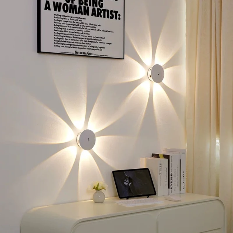 Flower sensor light cable-free magnetic remote control charging model home living room TV background atmosphere decorative