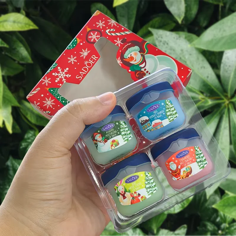 Moisturizing 4pcs Lip Balm Set - Long-Lasting Lip Makeup All Skin Types,Unisex,for For Dry Lips Christmas,Valentine's Day Gifts