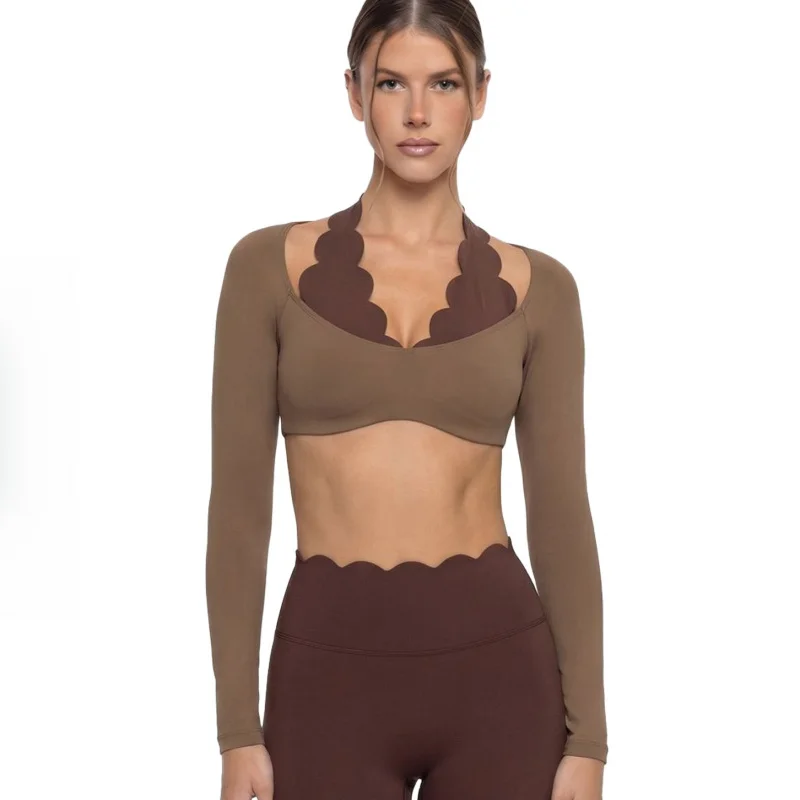 Fake Two-piece Color-blocked Yoga Outfit With Chest Pad Pilates Fitness Sports Vest Women's Workout Clothes Women's Fitness