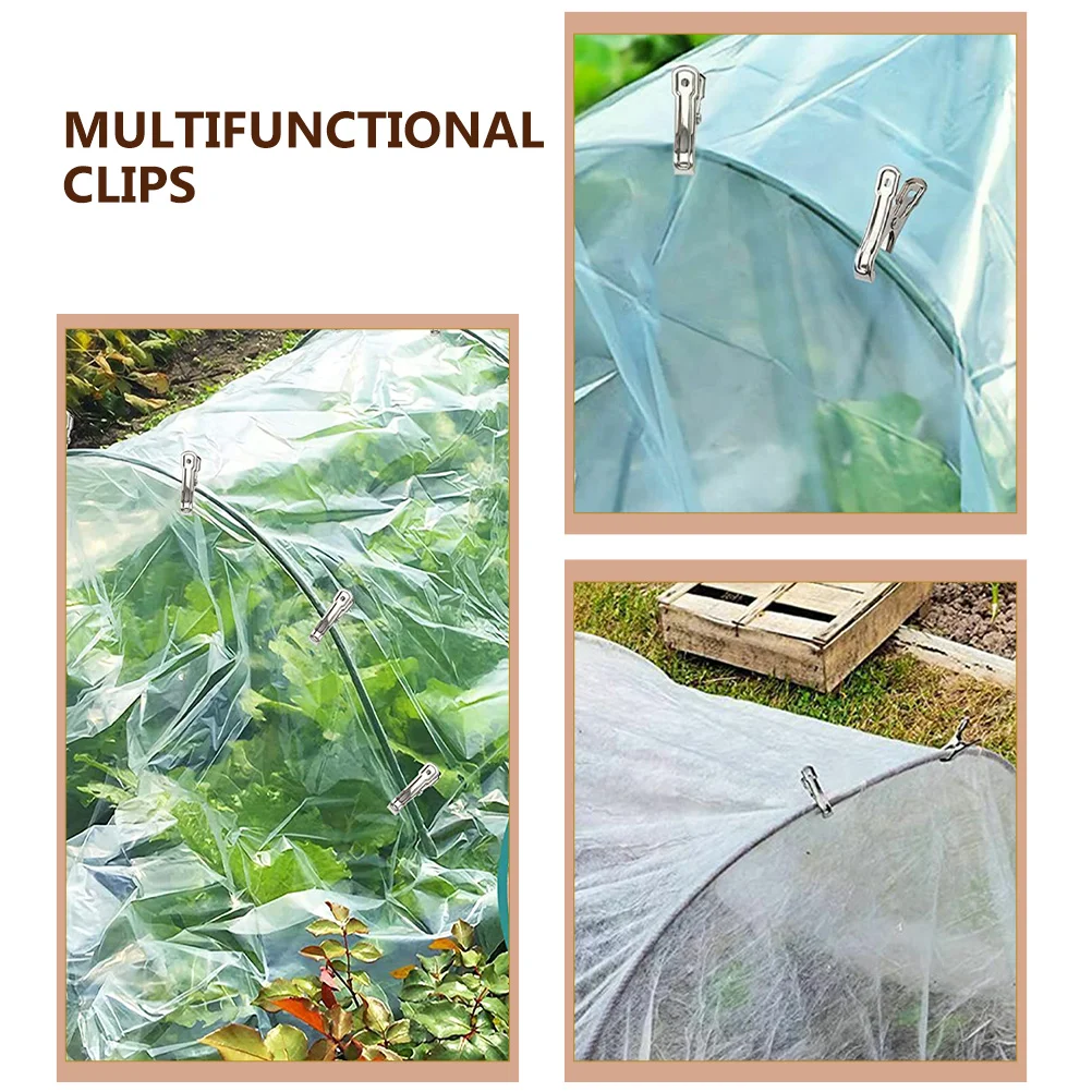 

20pcs Stainless Steel Greenhouse Clips Durable Garden Clamps Sunshade Netting Fixing Plant Cover Holder Windproof