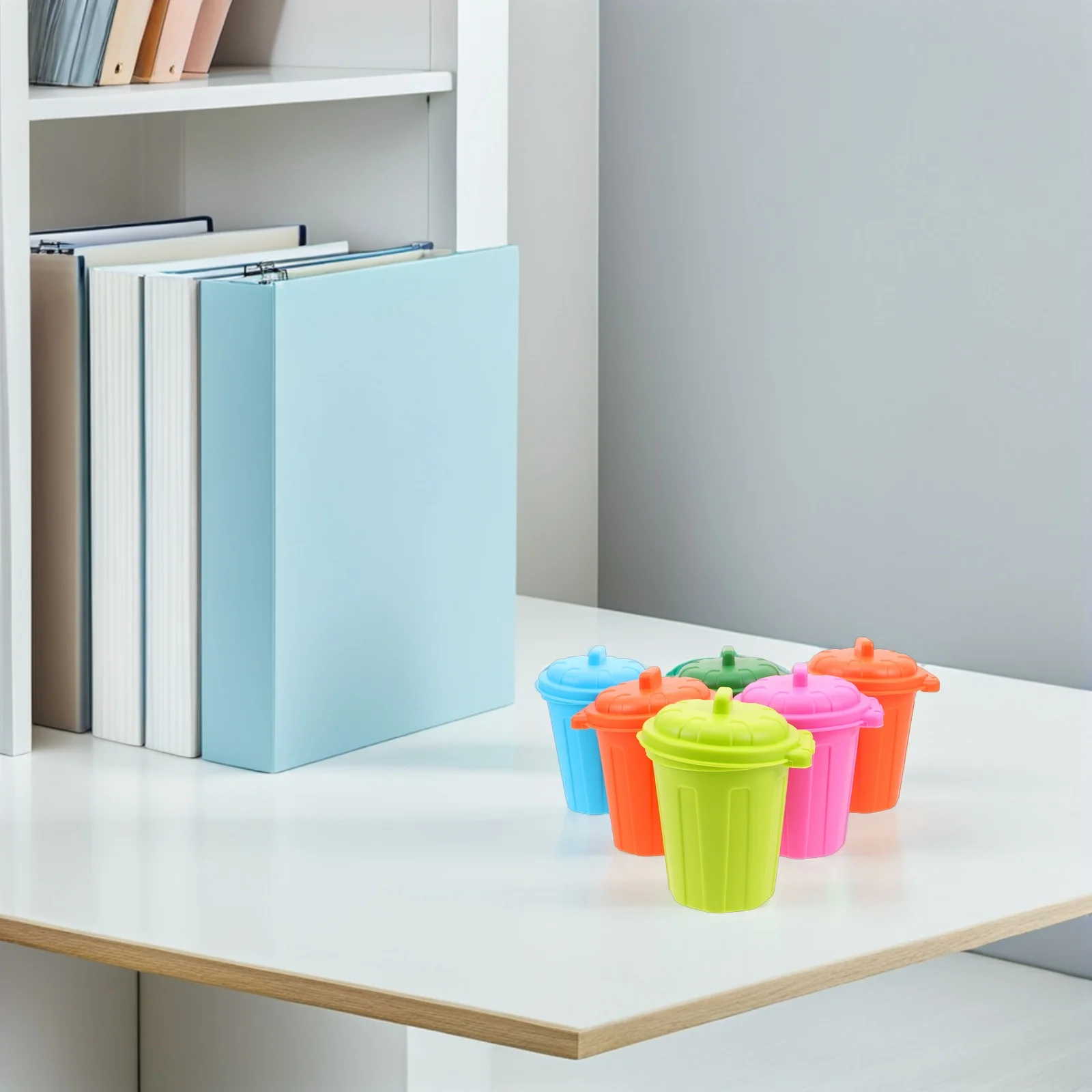 6 stuks Mini Bureau Prullenbak Leuke Kleine Vuilnisbak Draagbare Tafelblad Organizer voor Klaslokaal Studeerkamer Decoratieve Prullenbak