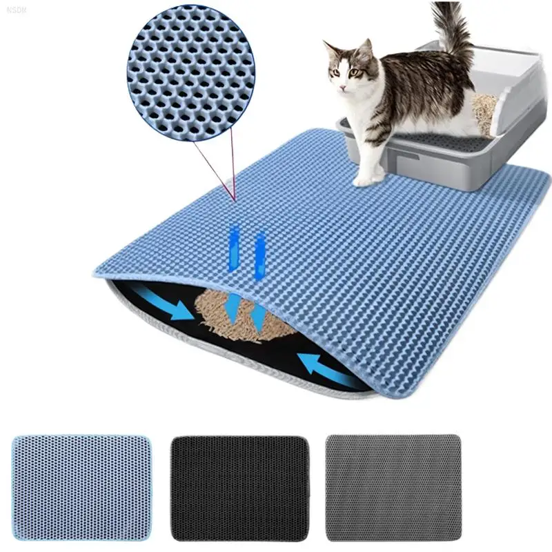 Litter Mat Non Slip Big Pet Litter Box Filter Mat Double Layer Wear Resistant Waterproof Litter Mat Pet Clean Supplies