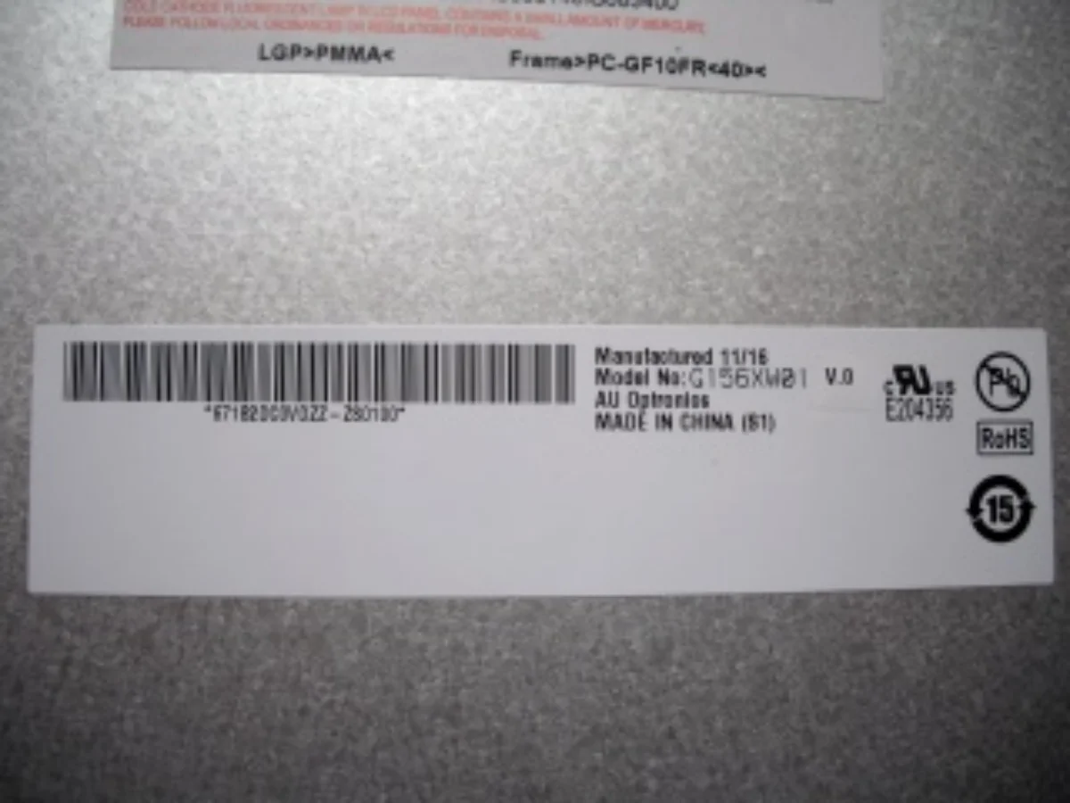 G156XW01 V0 Tela LCD de 15,6" polegadas 1366×768