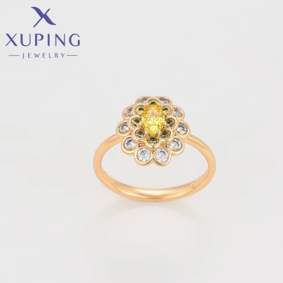 Xuping Jewelry New Arrival Trendy Exquisite Simple Zircon Gold Color Rings for Women Wedding Birthday Girl Party Gift X000448838