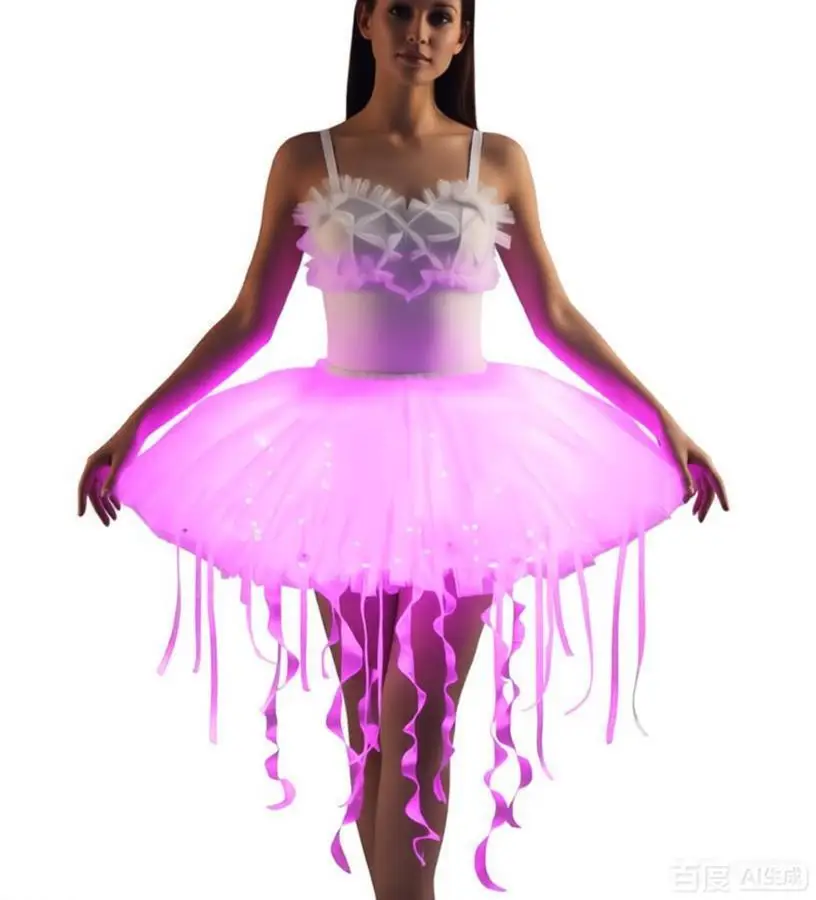 Gonna in Tulle Luminosa a LED, Costume Cosplay Luminoso, Gonna Newt Jellyfish Bunny Brillante per Festival EDM, Bar, Club, Feste e Danza