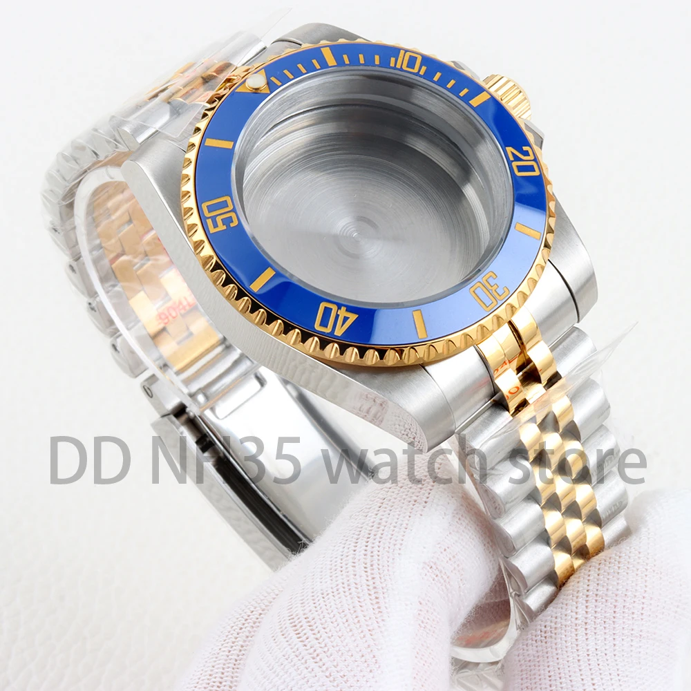 40mm Gold Silver Watch Case NH35 for SUB NH34 NH35 NH36 NH38 Movement 28.5mm Dial Oyster/Jubilee Strap Stainless steel Sapphire