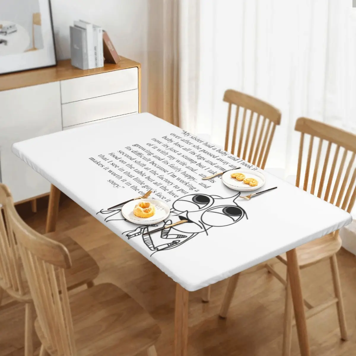 Shark Tales Shrimp Quote Customized Rectangular Tablecloth Oilproof Table Cover for Festival Party Decorations Table Cloth
