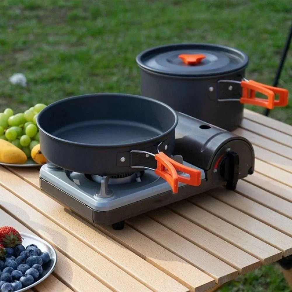 

Teapot Combination Camping Tableware Frying Pan Heat-resistant Outdoor Cookware Set Reusable Kettle Picnic Pot Set Coffee Pot