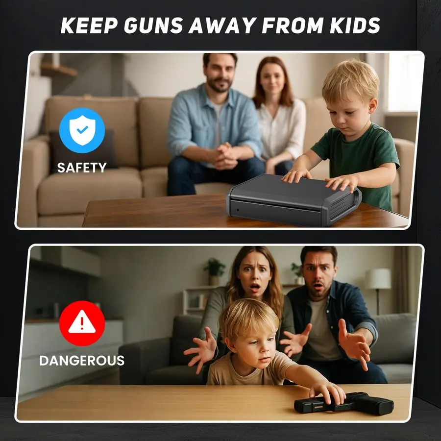 ピストル用ガンセーフ、指紋認証デジタルPINキー付きハンドガンセーフ、家庭用寝室ベッドサイドナイトスタンド用ガンロックボックス収納