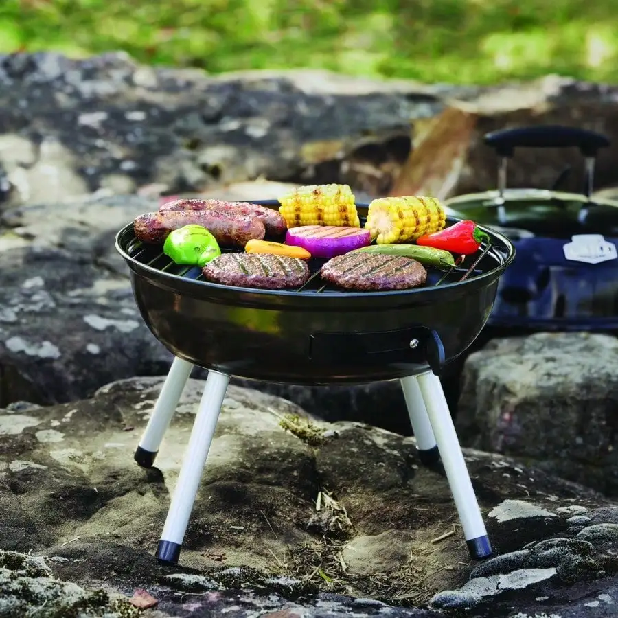 

Black 14.5" Tabletop Charcoal Grill, Small Portable Outdoor BBQ Grill, Durable Compact Smoker Grill For Travel Camping Backyard Family Barbecue Party