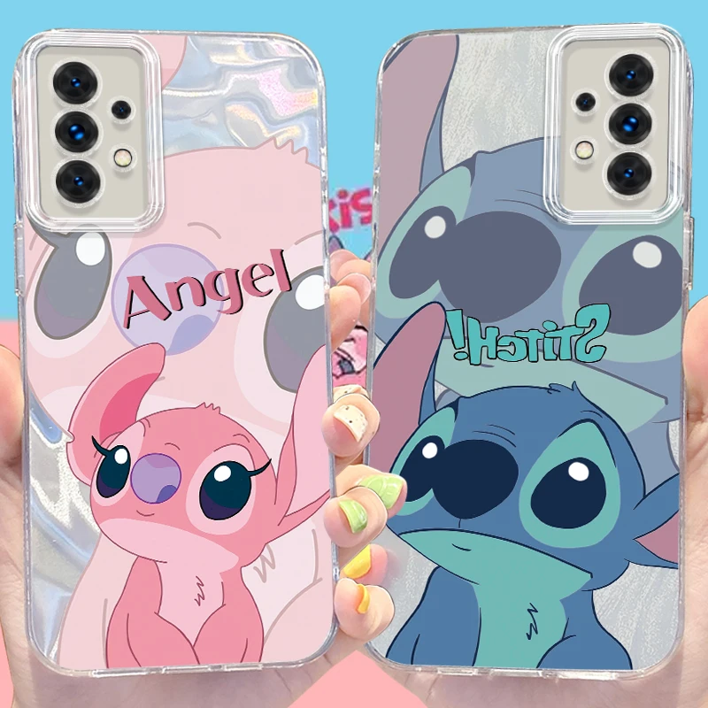 Disney Stitch Angel Case for Samsung Galaxy S24 S23 Ultra Plus S21 FE A73 A72 A71 A54 A53 A52 A51 A50 A34 A33 A32 4G 5G Cover