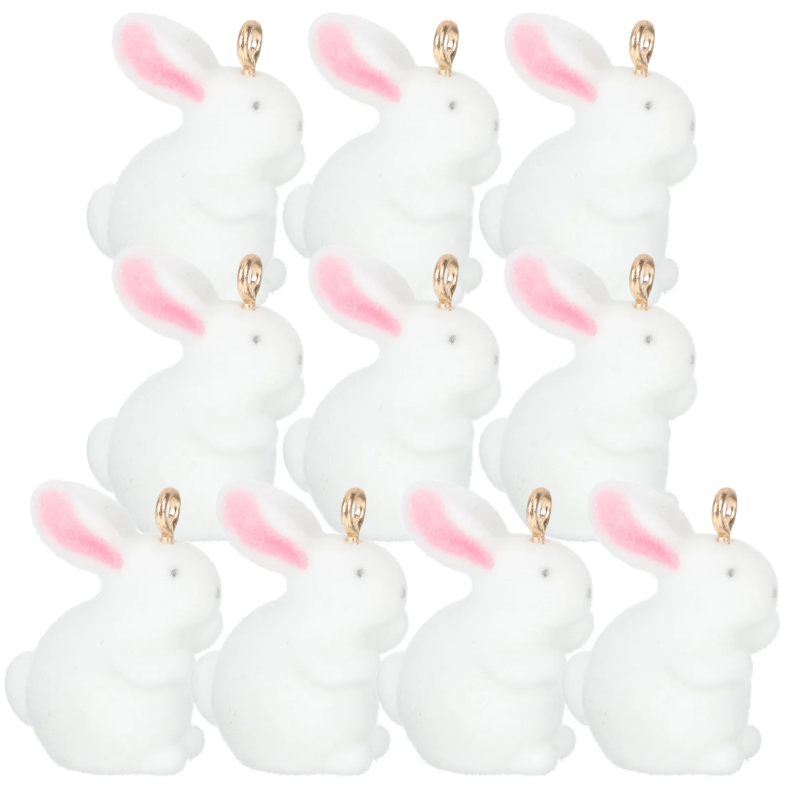 

10pcs Rabbit Pendant Resin Jewelry Making Accessories Lightweight Durable Craft Charms Diy Bunny Key Ring Earring Necklace