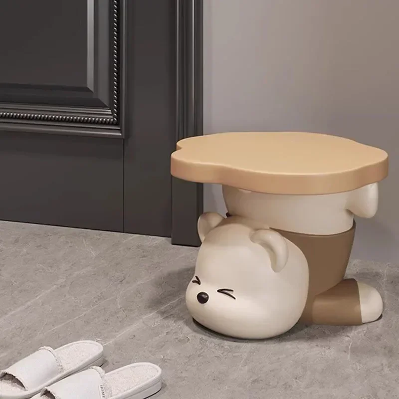 Creative Inverted Bear Design Kids Bedside Table Movable Small Side Table for Playroom Nursery Ottoman Storage Stool