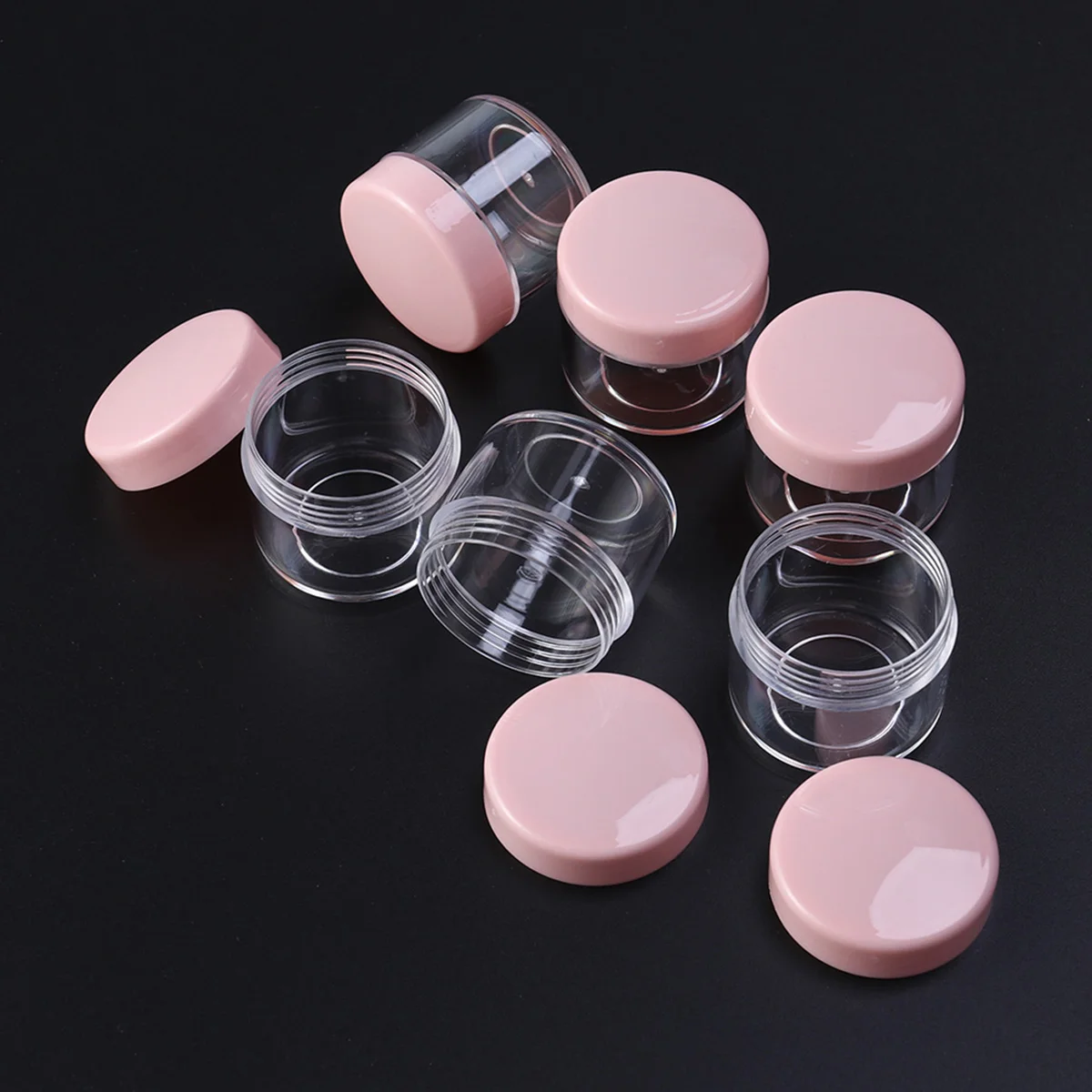 

Mini Portable Round Pot Bottles Travel Sample Empty Container for Facial Cream Shampoo Lotion (Pink)