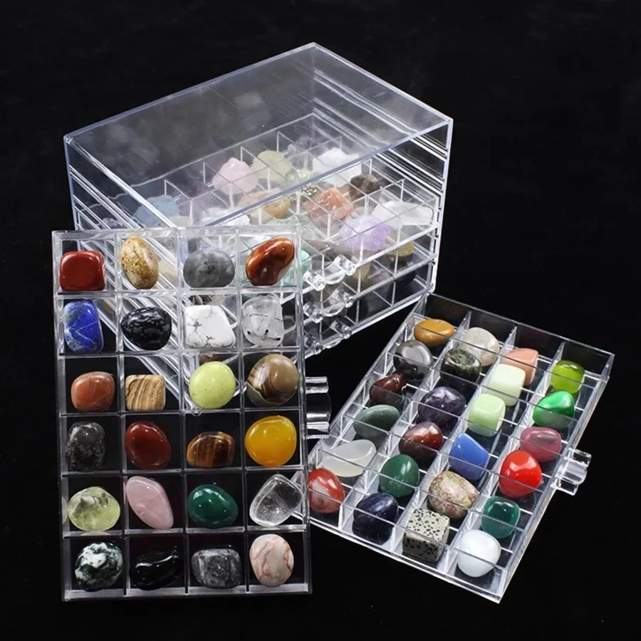 

Натуральный минеральный кристалл, ископаемая коробка для хранения, органайзер, прозрачный контейнер для дисплея для фрагментов драгоценных камней, геологические образцы