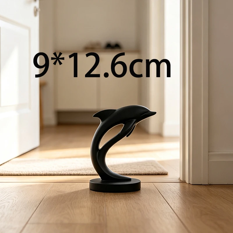 3D Printed Abstract Black Dolphin Sculpture Minimalist Marine Animal Figurine Modern Tabletop Ornament for Living Room Decor