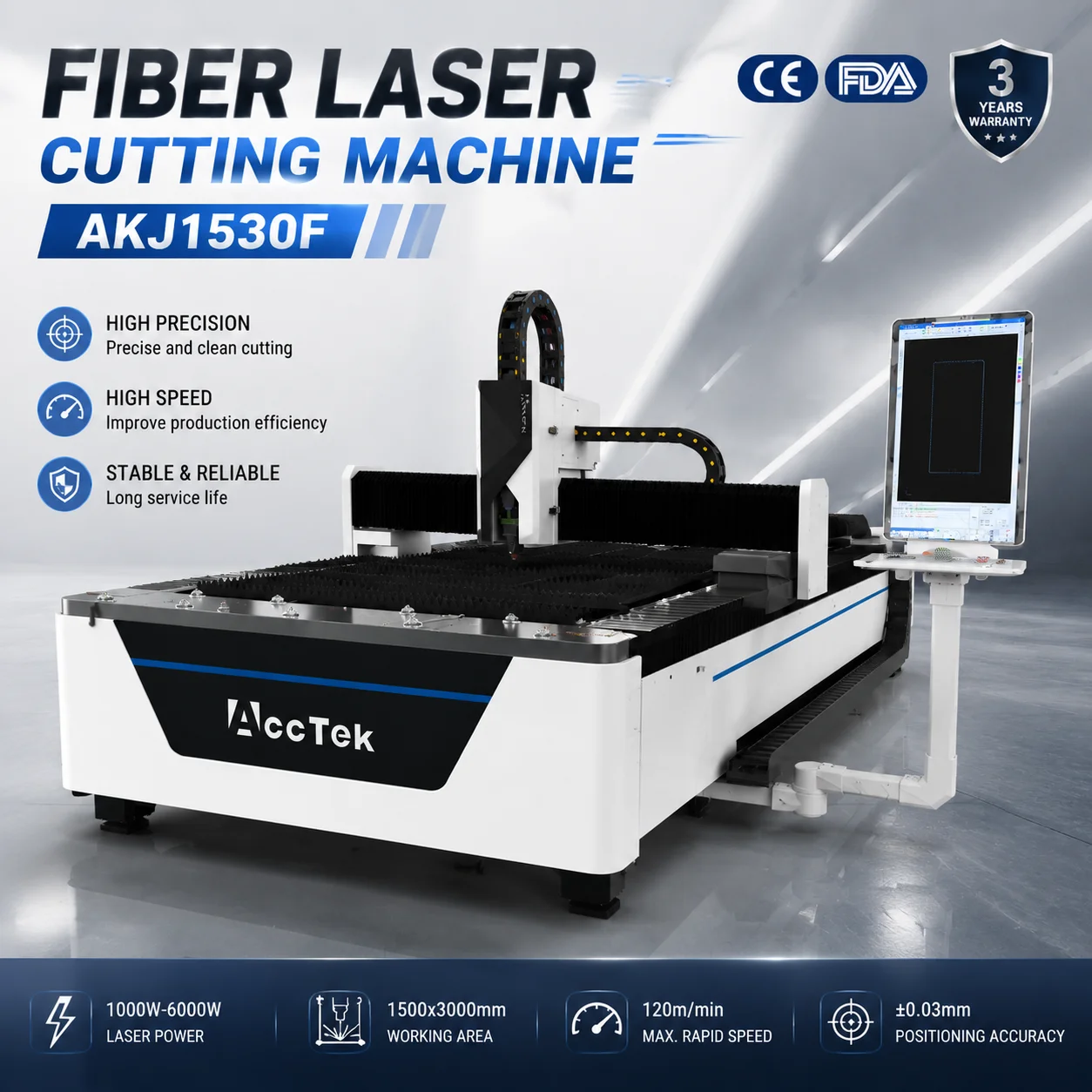 New‑model S3015 Fiber Laser Cutting Machine Welded Plate Frame Structure High‑rigidity Compact Body