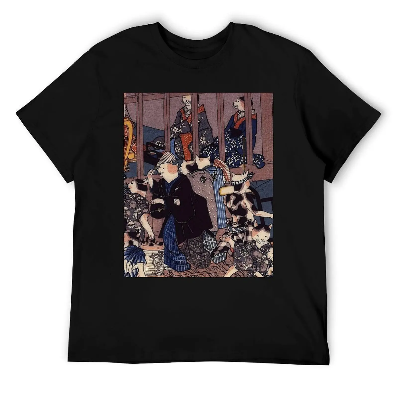 

Утагава Хирошиige японский Woodblock футболка с котами мужская футболка с рисунком футболки с принтом для мужчин футболки для мужчин облегающая футболка
