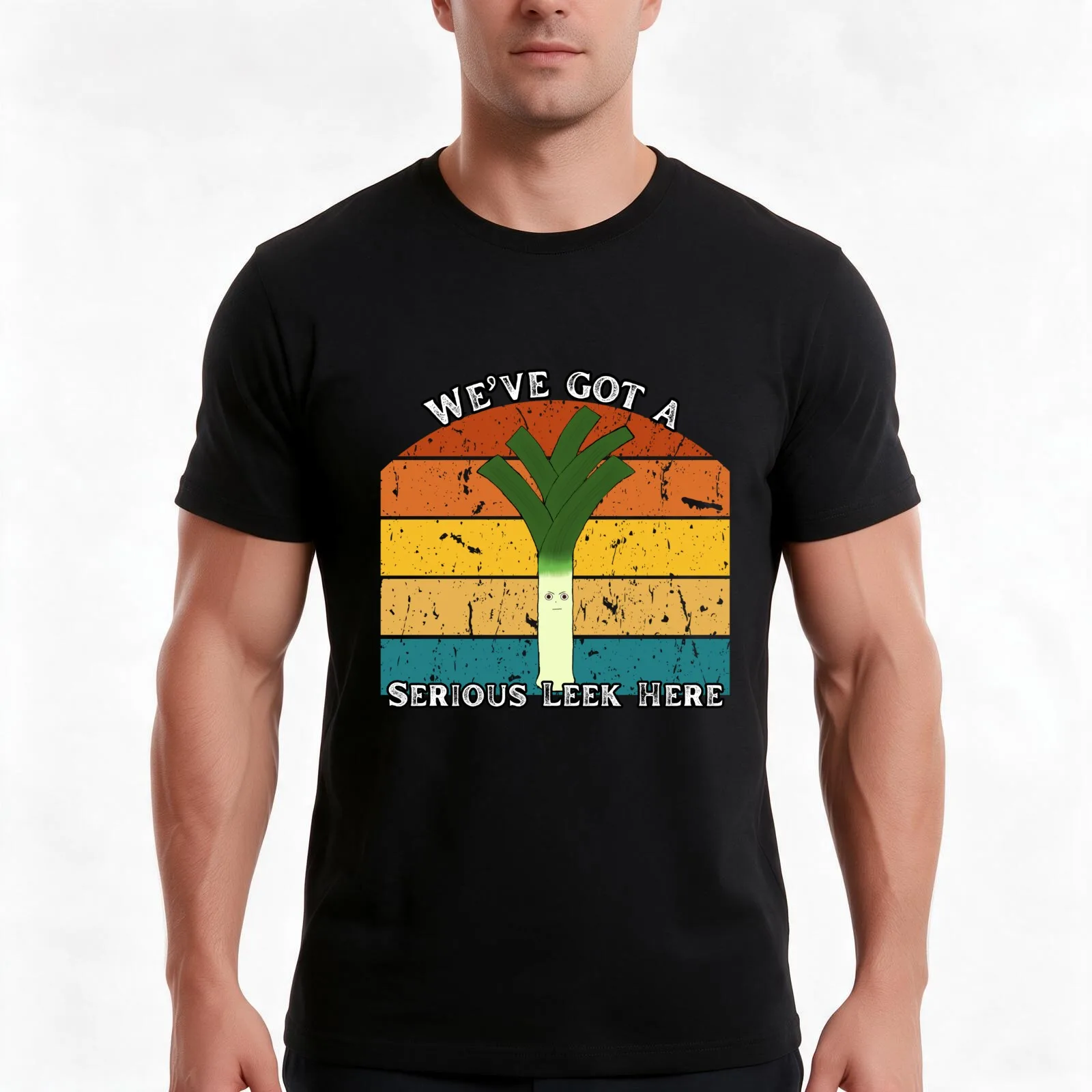 We've Got a Serious Leek Here Punny Design T-Shirt, Summer Casual Cotton Tee, Oversized Streetwear Tops, Vintage Graphic Print