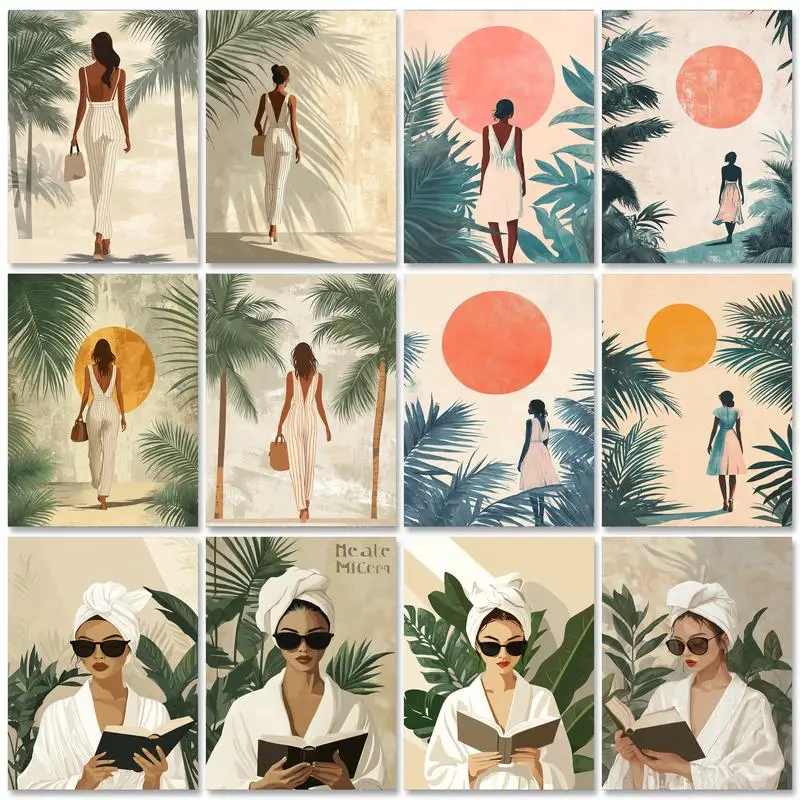 

GATYZTORY Picture By Number Women DIY 40x50cm Frame Coloring By Number Figure Paint On Canvas For Adults Home Decoration