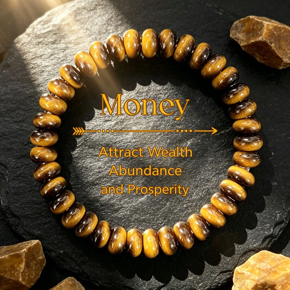 1pc Natural tiger eye stone abacus bead elastic bracelet, wealth rich bracelet, unisex daily wear gift accessory