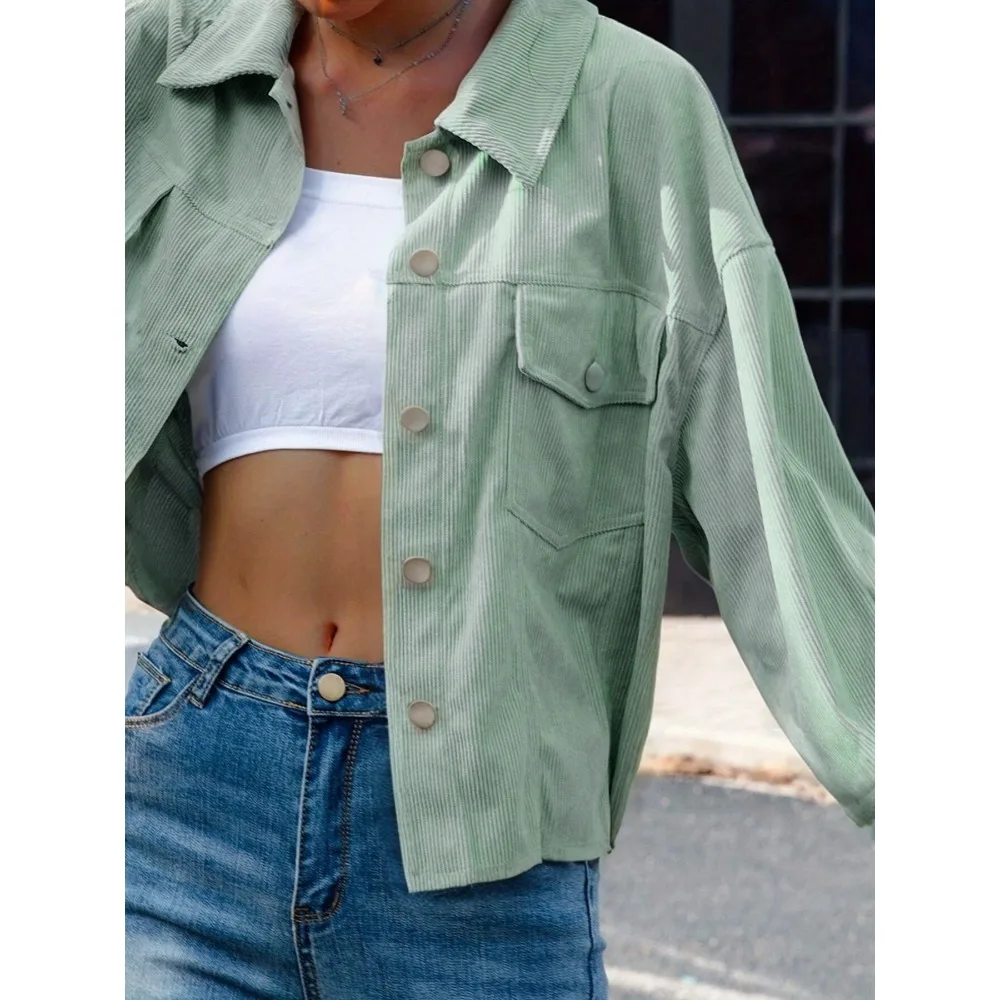 플러스 사이즈 여성 셔츠 패션 코듀로이 재킷 여성용 부드럽고 따뜻한 캐주얼 아우터 가벼운 가을 및 겨울 작업복 코트