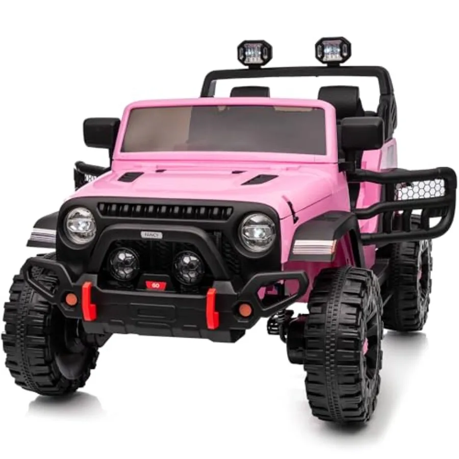 

Двухместный электромобиль-грузовик 12В для детей 3-8 лет с пультом управления, светло-розовый