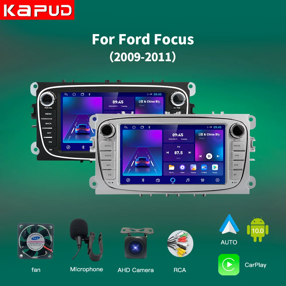 Kapud Android Auto Radio Car Multimedia Player Stereo For Ford Focus 2 Mk2 Mk3 S-max 2004-2011 CarPlay GPS Navigation BT Wifi