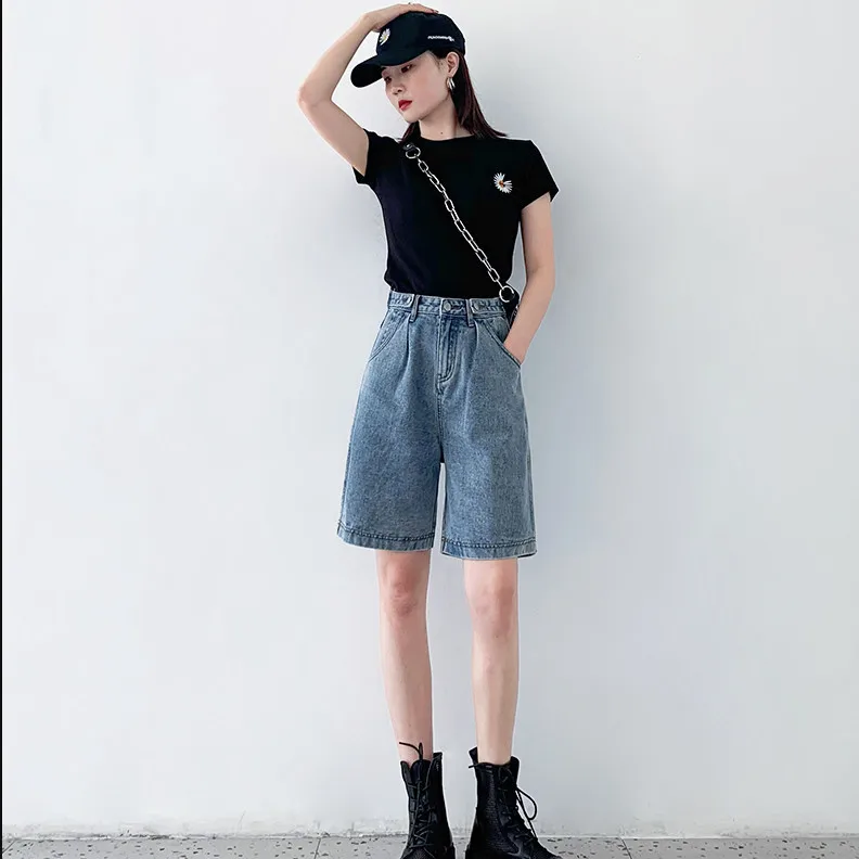 Sommer Jeans shorts für Frauen Streetwear 2024 Frühling Sommer Mode lose hoch taillierte Shorts schicke solide lässige Jeans shorts