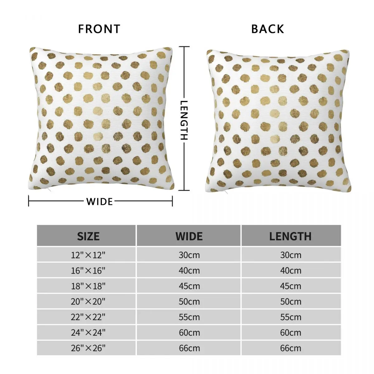 Faux Gold Leaf Polka Dots Square Pillowcase Polyester Linen Velvet Pattern Zip Decor Room Cushion Case 18