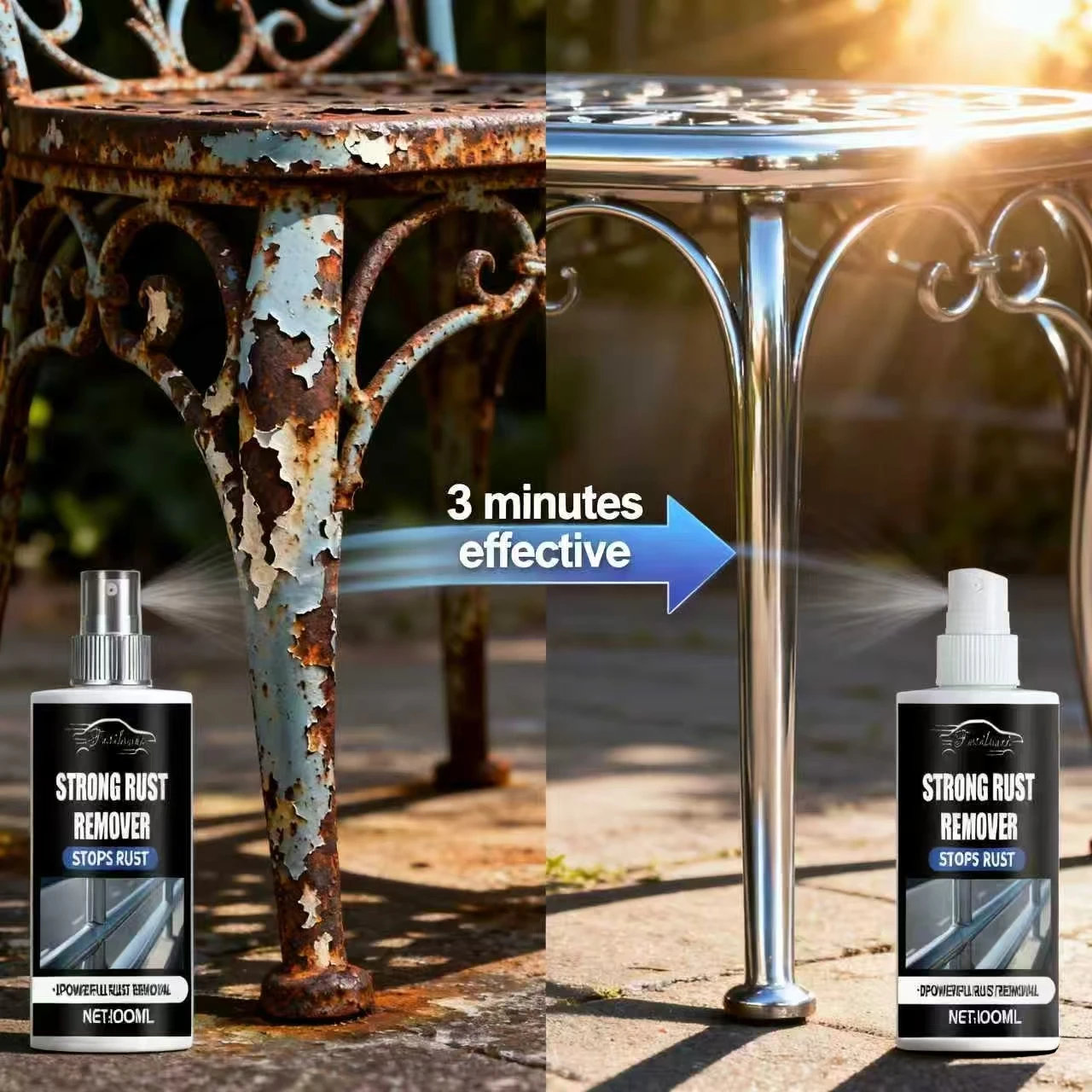 Fastluent Strong Rust Remover 100ml - Powerful Rust Removal Spray, Stops Rust for Metal/Metal Railings, Anti-Rust Treatment