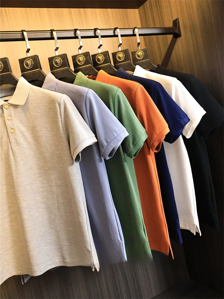 

Comfortable Pique Cotton Men's Casual ort Sve irt Faionable Spring Summer Turn-down Collar Busin Leisure