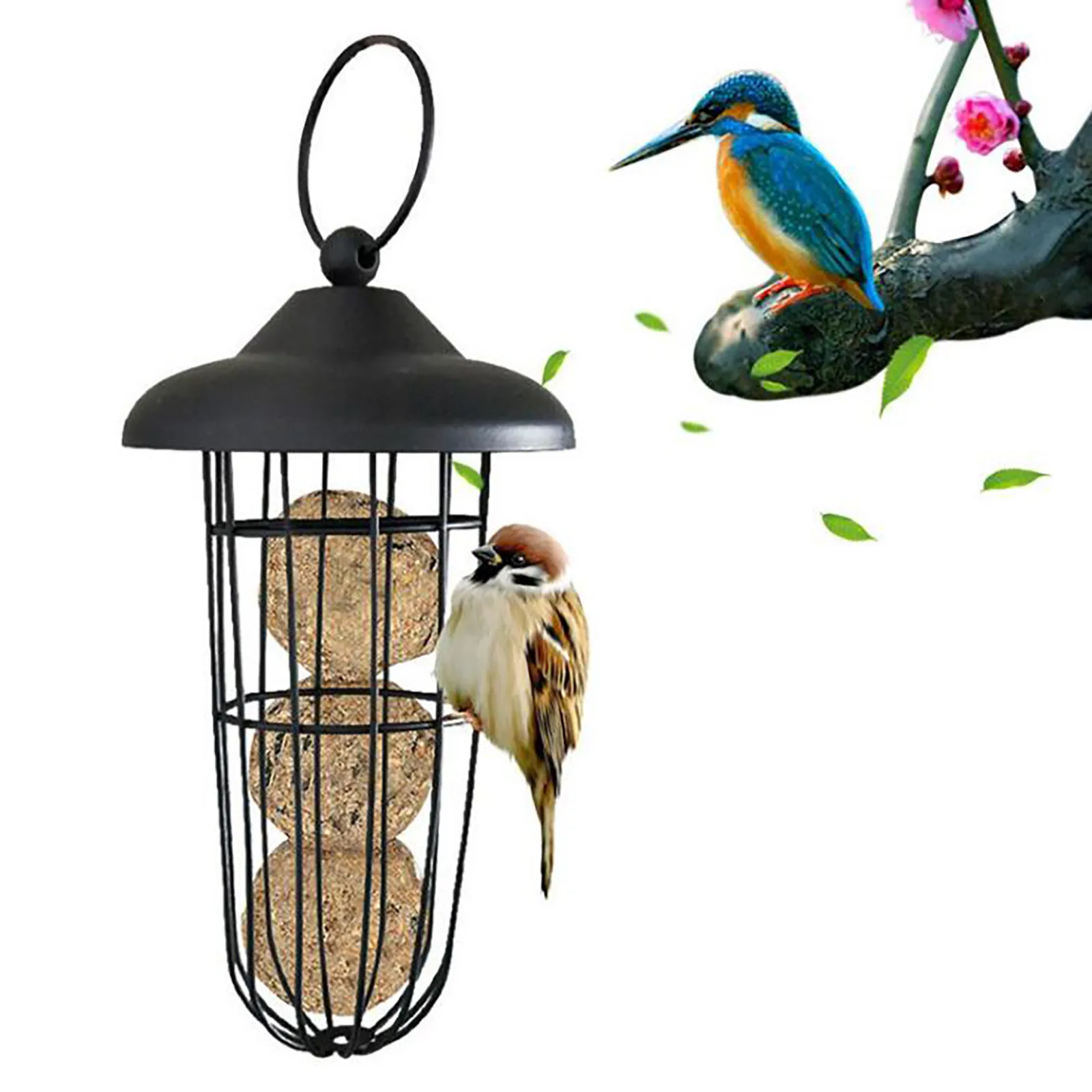 Comedero de metal para pájaros, comedero para pájaros, tipo colgante para exteriores, bola de metal a prueba de viento, comedero creativo para pájaros, divisor de colibrí