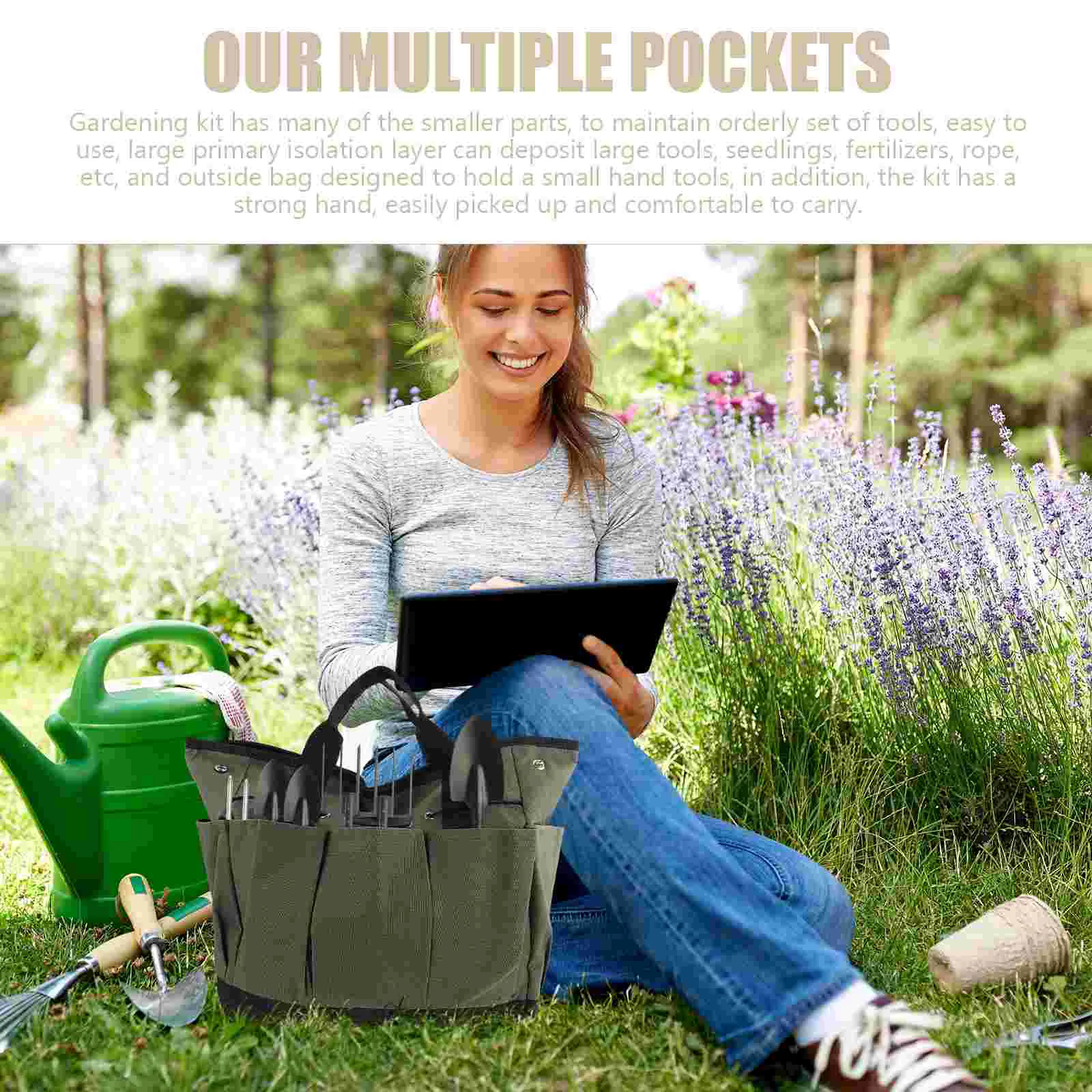Gardening Kit Canvas Tote Bag Tools Storage Pouch Holder Container Organizer Oxford Cloth Miss