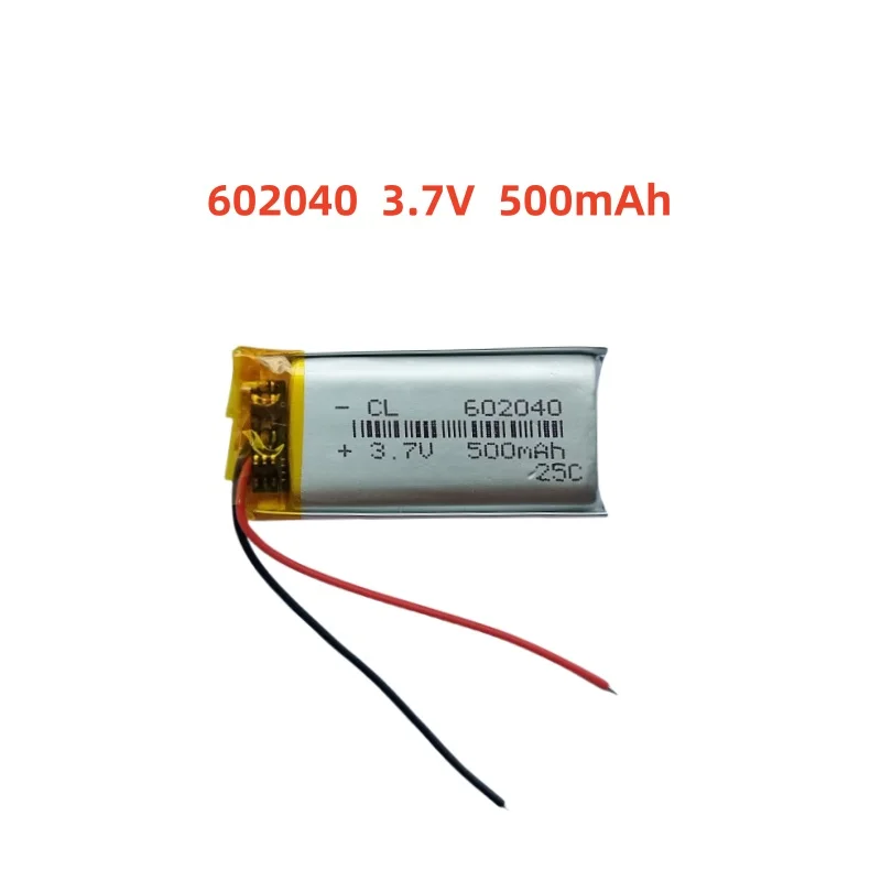 3.7V 500mAh  Li-Polymer Replacement Li Lipo Battery 602040 JST 2Pin 1.0/1.25/1.5/2.0/2.54mm Connector For GPS Camera LED
