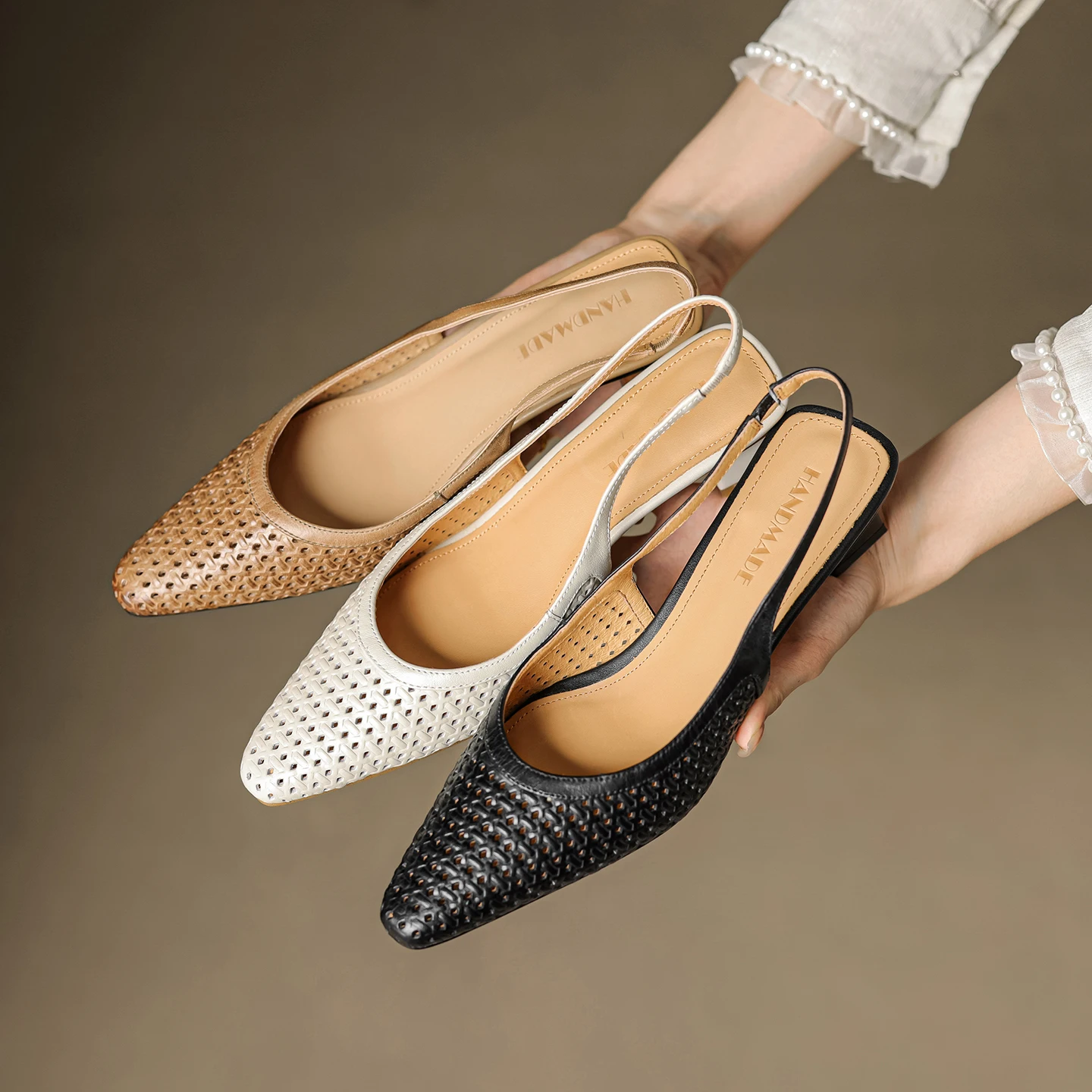 2026 new summer women sandals natural leather 22-25cm cowhide+pigskin round toe back-strap hollow thick heel women shoes fashion