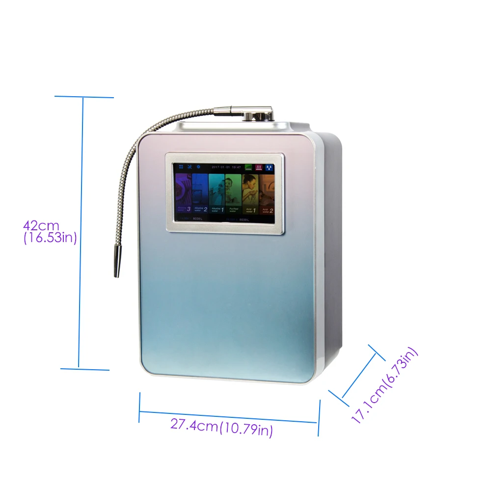 7 inch colorful screen Water Ionizer Purifier Machine Generator ORP-850 PH2.5-11.2 Alkaline Acid Water Instant Heating Filter