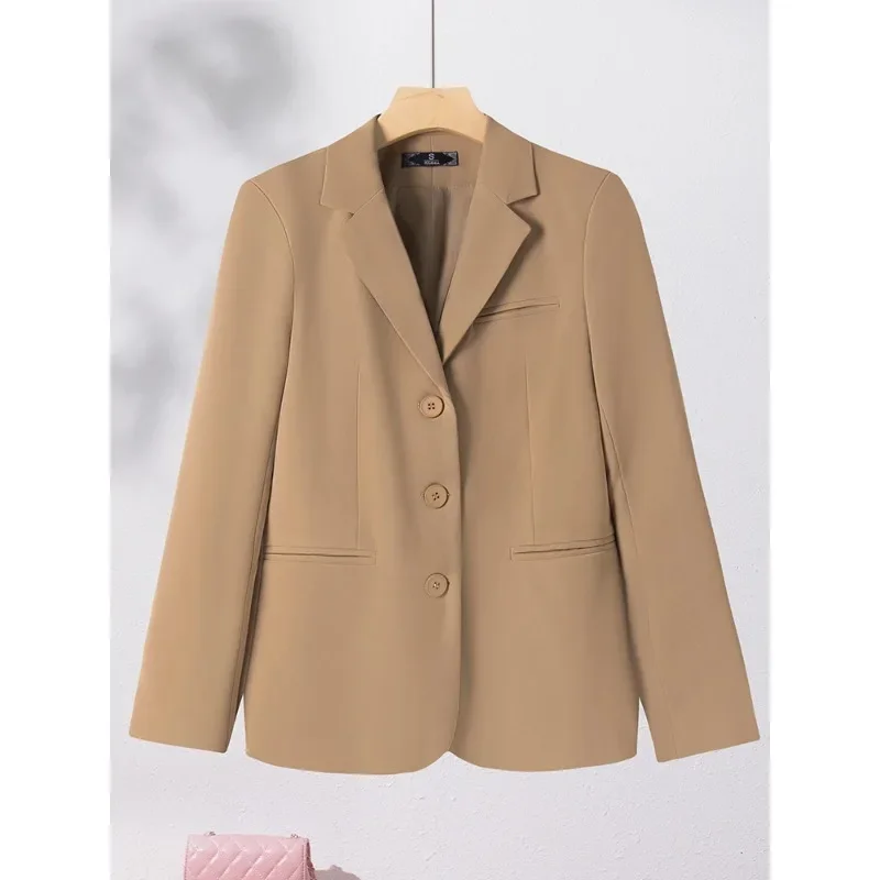 Aprikose rosa schwarz Khaki Frauen Blazer Damen Jacke weibliche Langarm Einreiher Arbeit tragen formellen Mantel für Herbst Winter