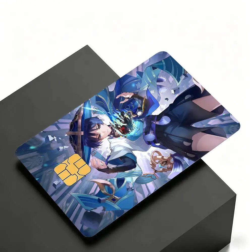 Genshin Impact Scaramouche Wander Kreditkarten-Skin-Aufkleber 4er-Set Folie Bus-Pass Frontdekoration Bank-Debitkarten Wasserdicht – Detail 5