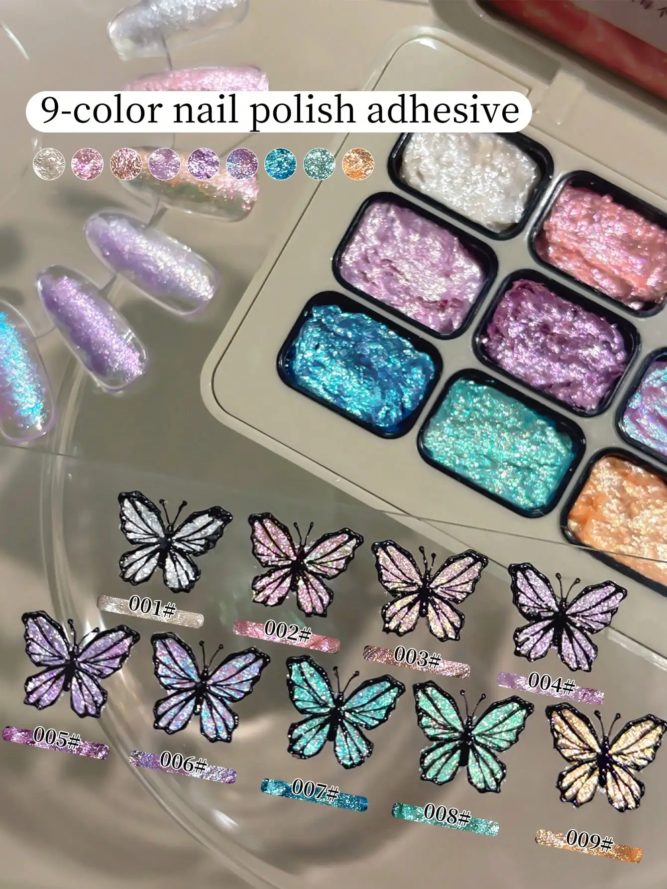 9 Colors Universal Style Embellishment Pat Gel,Canned,High Saturation, Popular, Semi-Solid, Nail Polish--Te Tiao Xian Fen Gao