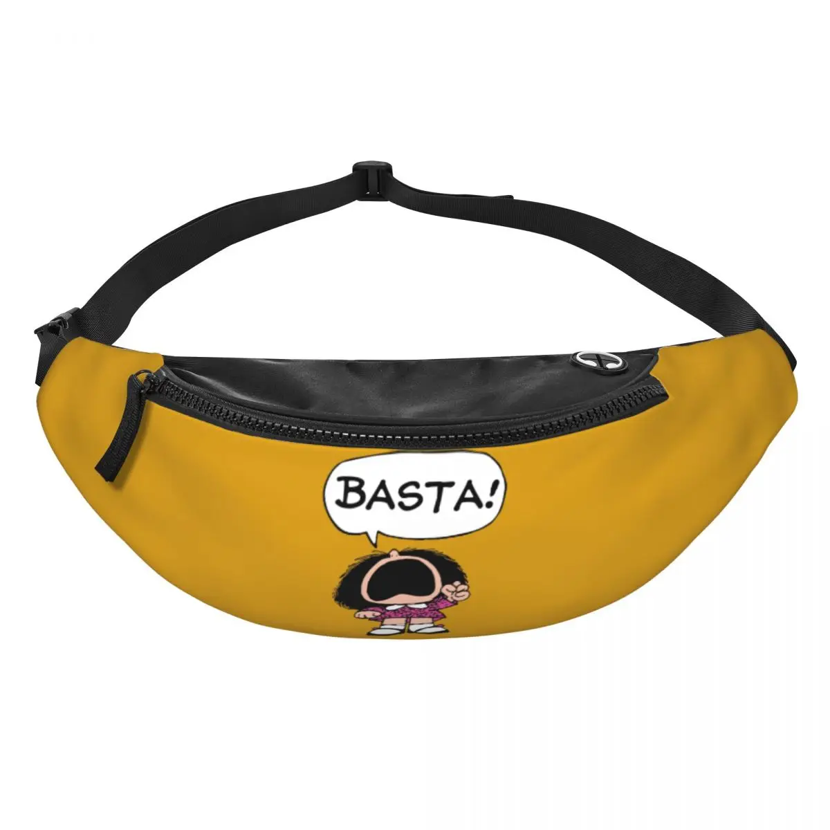 Mafalda Basta Fanny Pack Men Women Casual Quino Argentina Cartoon Crossbody Waist Bag for Travel Cycling Phone Money Pouch