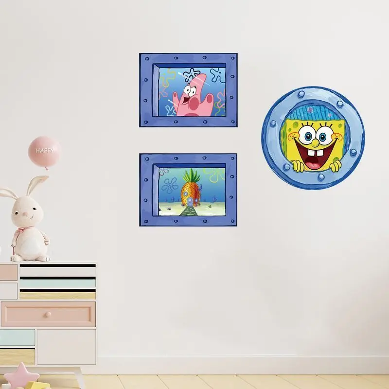 Papel tapiz de Bob Esponja, pegatinas de pared de Anime Patrick Star para habitación de niños, guardería, sala de estar, dormitorio, póster de pared, decoración, regalos