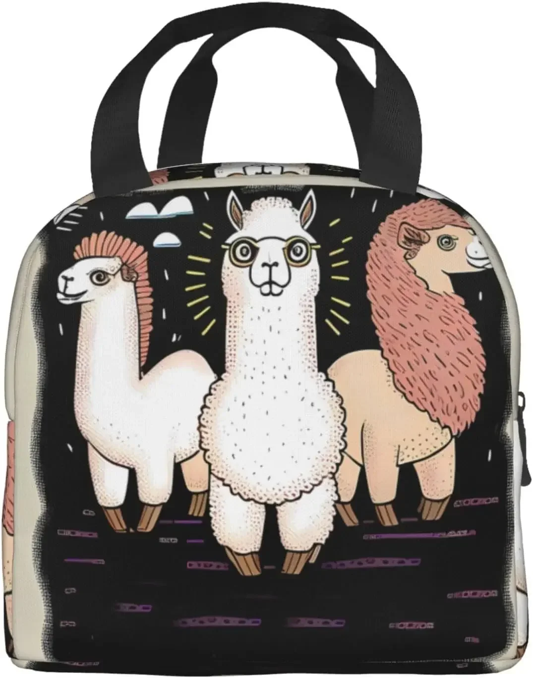 Alpaca Bunch Insulated Lunch Bag Thermal Freezable lunch Tote Waterproof Bento Lunch Box Women Men Lunch Tote For Picnic,