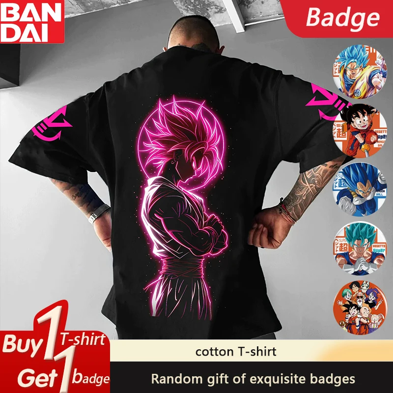 

Dragon Ball Peripheral Printing GOKU Summer Short-sleeved T-shirt 2025 Classic Animation Men's and Women's Pure Cotton T-shirt