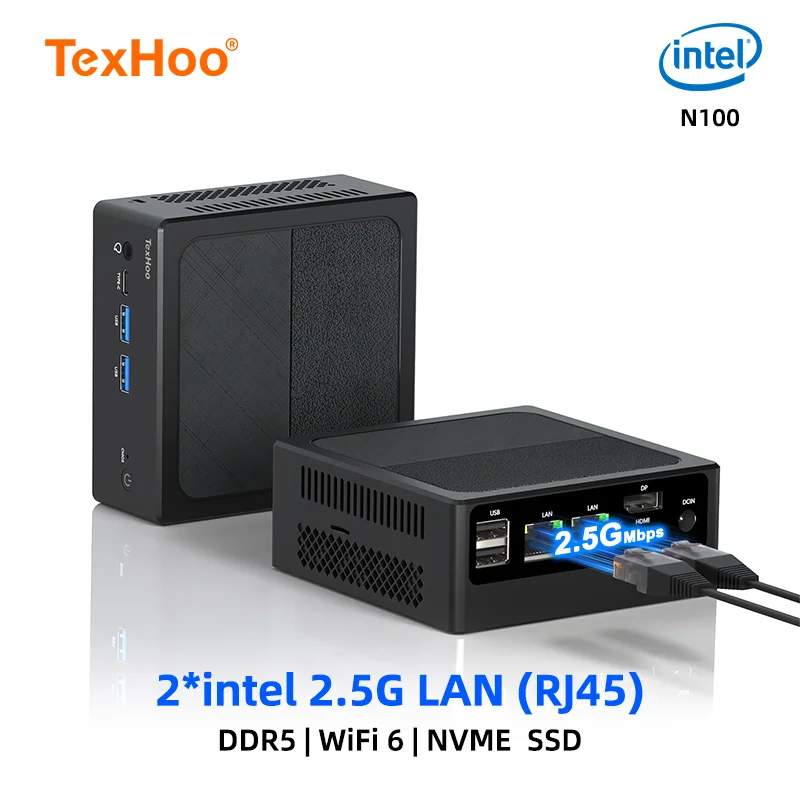 جديد 12Th Gen Mini Pc Windows11 معالج Intel N100 8Gb Ddr5 4800Mhz 256Gb Pocket 12V Dual Lan كمبيوتر صغير