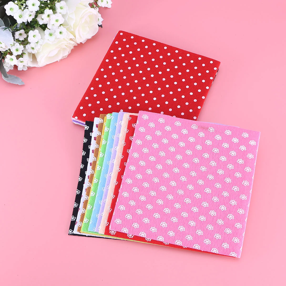 20 Pcs Fat Quarters Fabric Bundles Flower Dot Printed Fabrics Felt Cloth DIY Nonwoven Craft