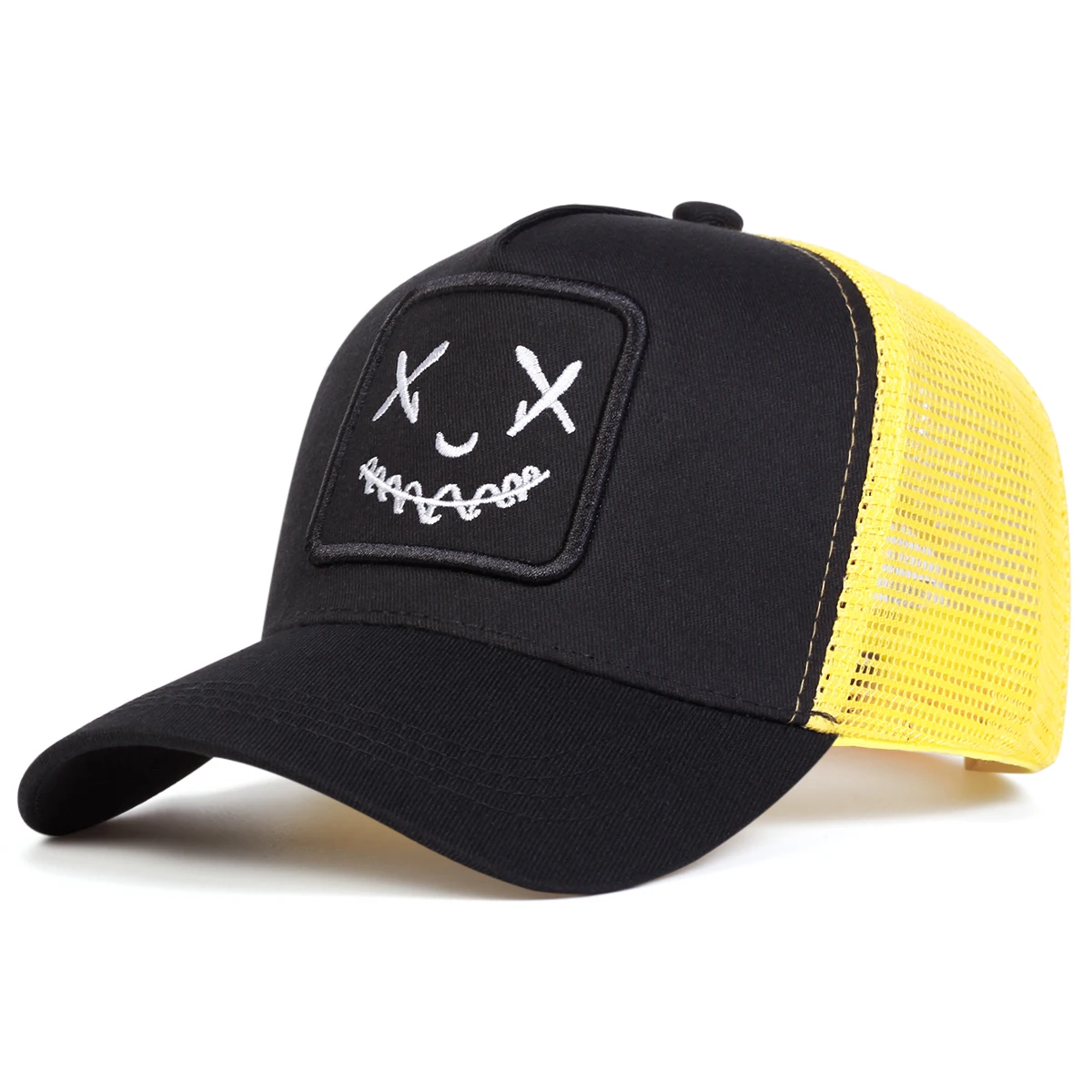 Baseballkappen mit Smile-Face-Stickerei für Damen und Herren, verstellbare Snapback-Kappen aus Baumwolle, Hip-Hop-Mesh-Kappen, Sommer-Outdoor-Sonnenhüte, Dad-Hats – Detail 11